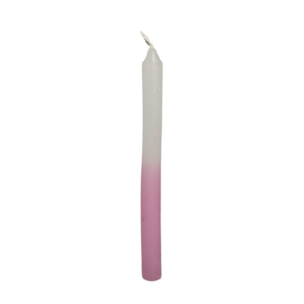 Vela Palito Bicolor - 18 cm - Branco e Rosa - Unidade