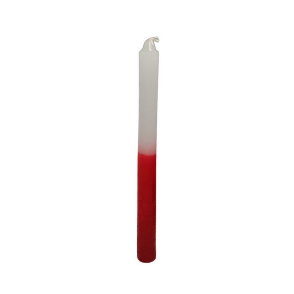 Vela Palito Bicolor - 18 cm - Branco e Vermelho - Unidade