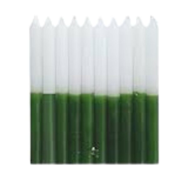 1 Kg de Vela Palito Verde e Branca 18 cm ( 32 Unidades )
