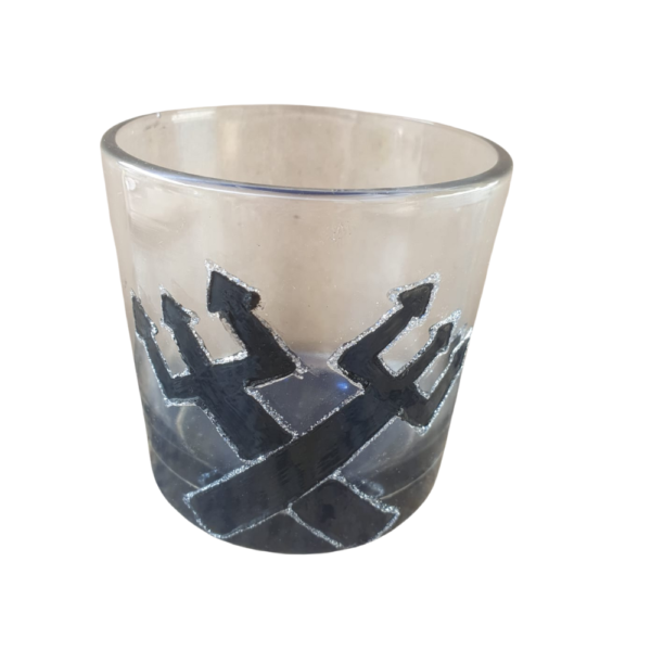 Copo De Whisky Decorado Com Estampa De Tridente Preto Cruzado 320 Ml