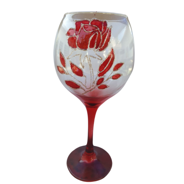 Taça Decorada Com Rosa Vermelha E Pimenta 650 Ml